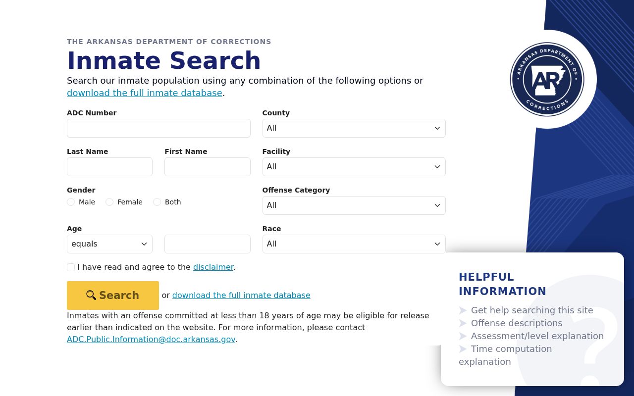 Union County criminal history Arkansas inmate search