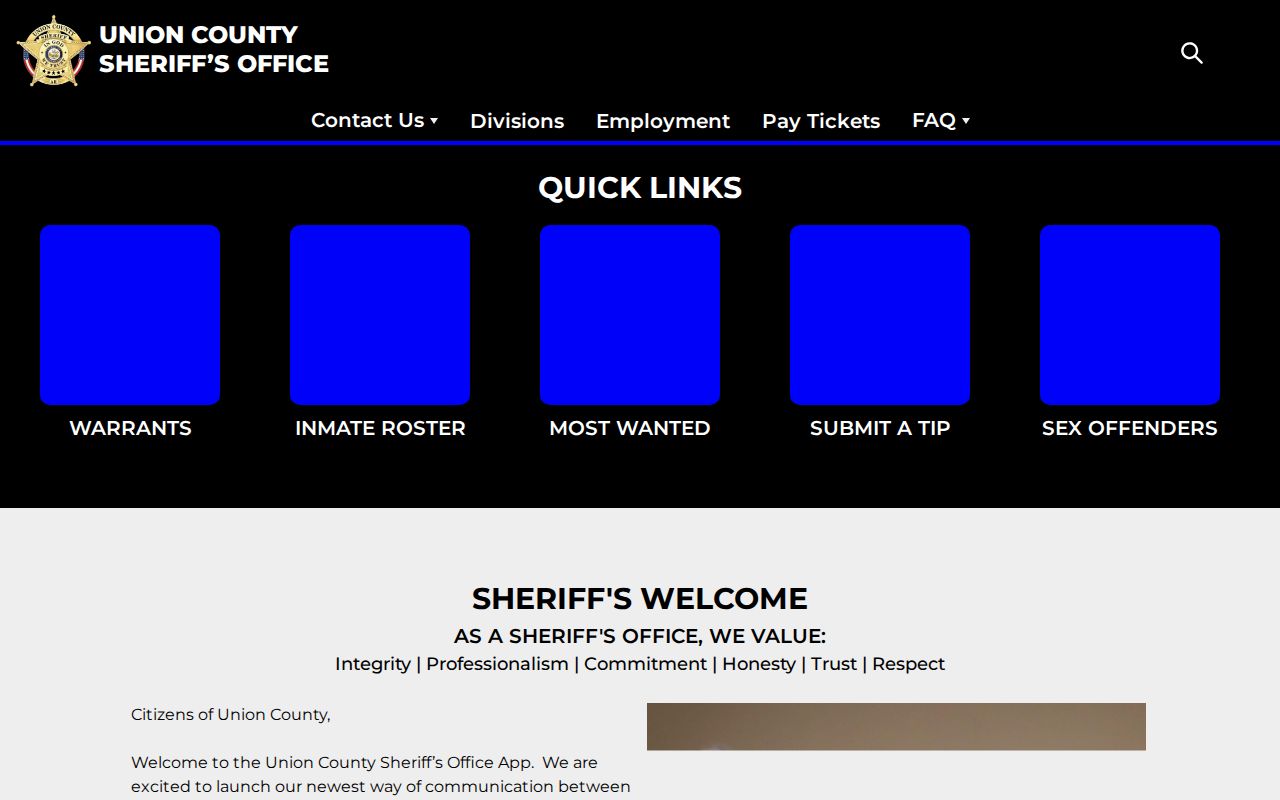 Union County criminal history sheriff website