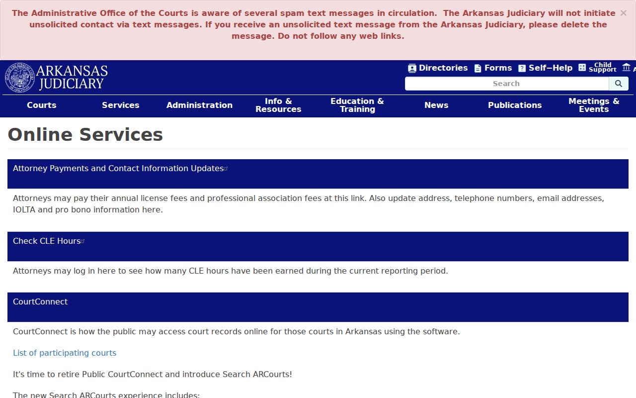 Union County court case lookup through Arkansas Judiciary online services