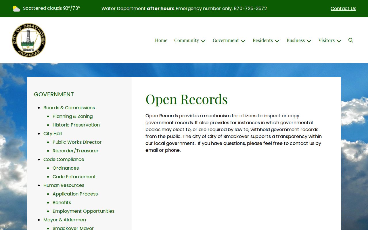 Smackover open records process for Union County arrest records