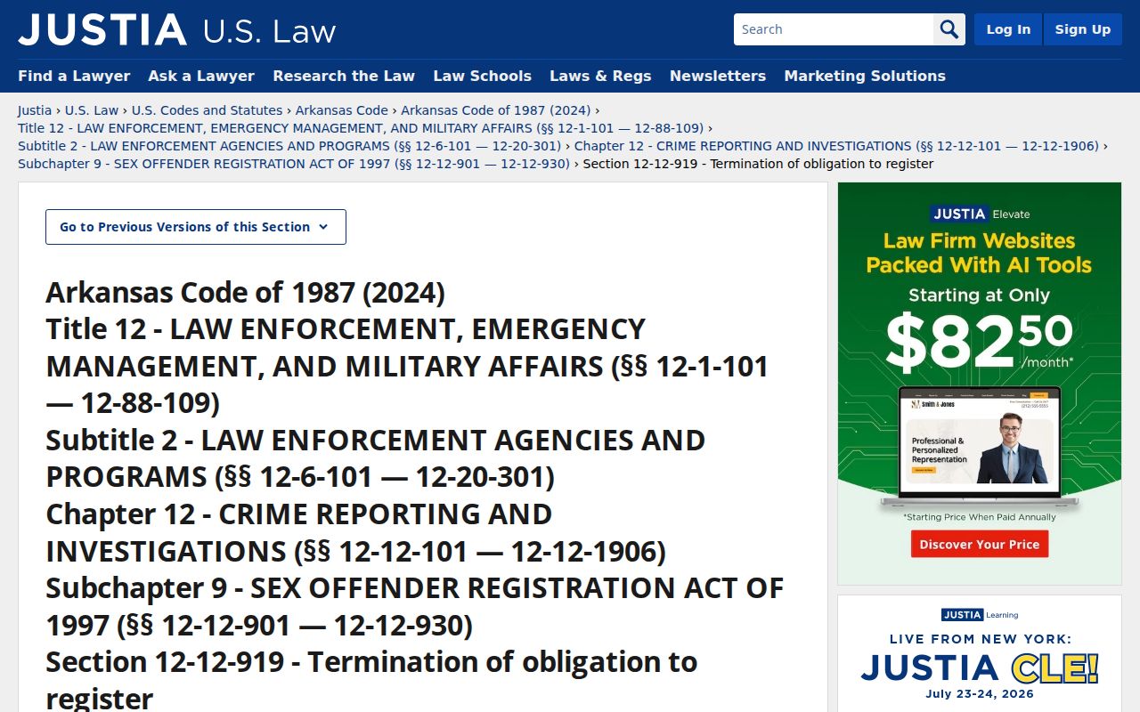 Arkansas registration duration statute relevant to Norphlet records