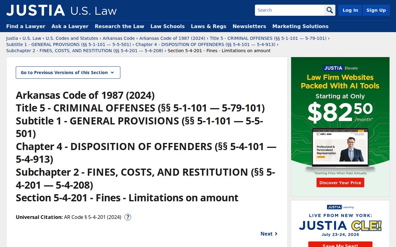 Arkansas fine limits statute for Norphlet charge records