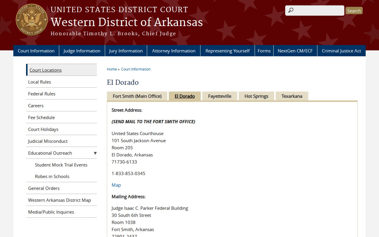 Federal El Dorado courthouse source for Norphlet record routing